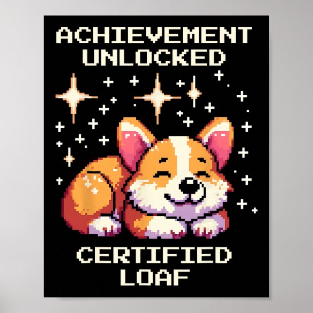Affiche Réalisation Pain Certifié Déverrouillé Corgi Pixel (Devant)