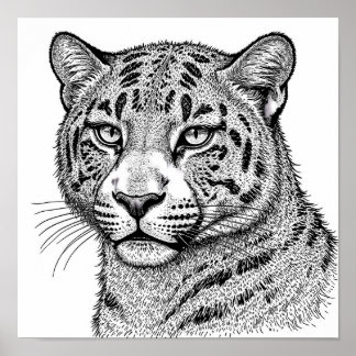 Affiche Realistic Leopard Print Skin/Fur Coloring Template