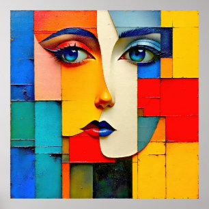 Affiche "Réalités fracturées" - Un portrait Abstrait