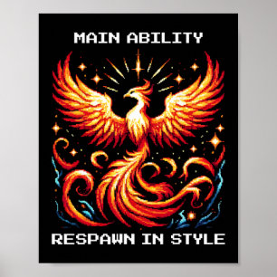 Affiche Réapparaître dans le style Phoenix Pixel Revival A