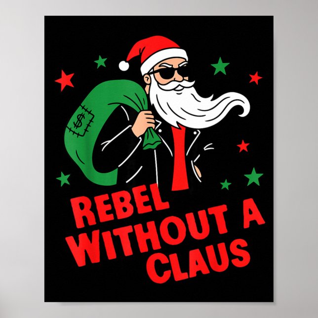 Affiche Rebel Without A Claus– Cool Santa Cuir Veste C (Devant)