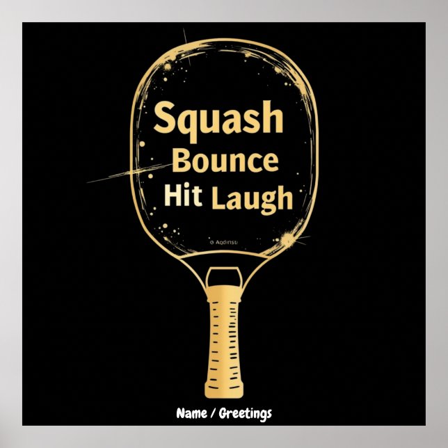 Affiche Rebond de squash, coup, rire : embrasser l'amuseme (Devant)