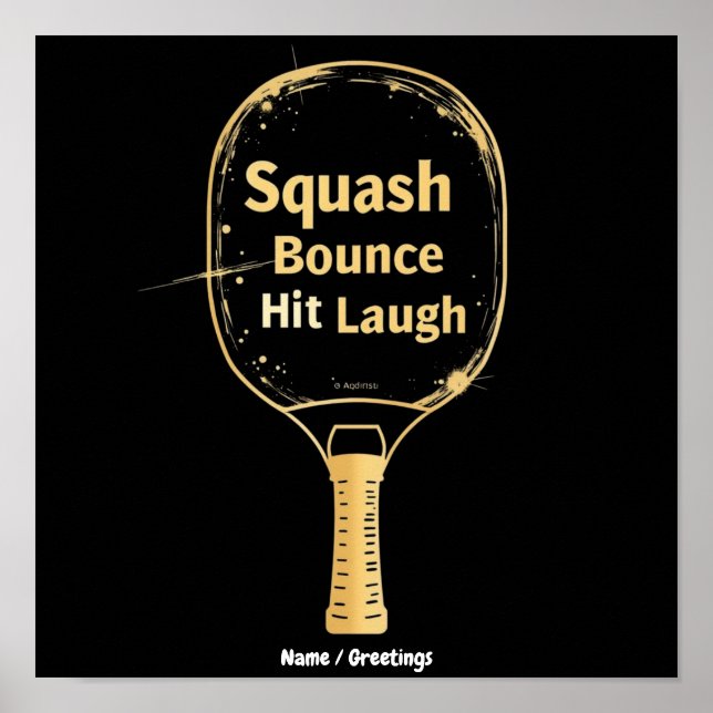 Affiche Rebond de squash, coup, rire : embrasser l'amuseme (Devant)