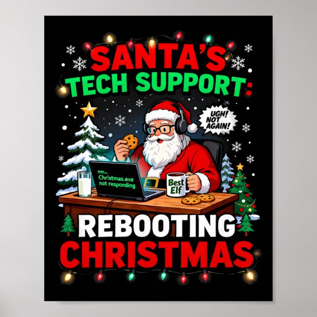 Affiche Rebooting Funny Santa's Tech Support Christmas Com (Devant)