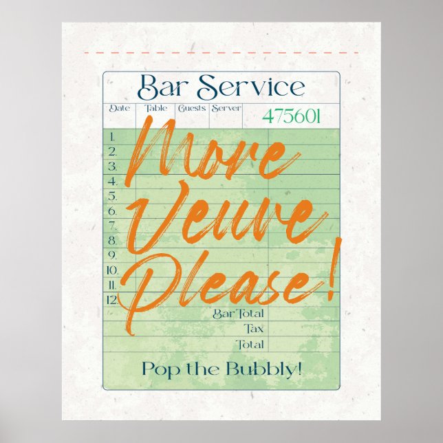 Affiche Réception chèque client Champagne Pop the Bubbly (Devant)