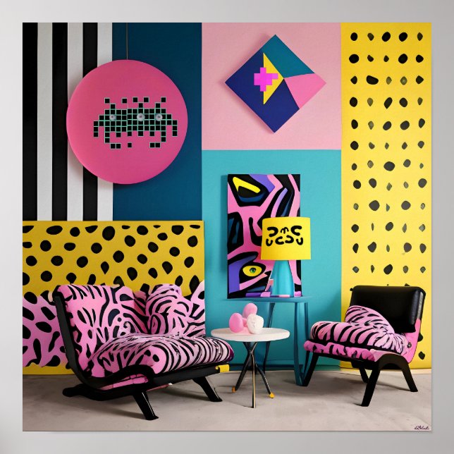 Affiche Réception de design Memphis Rêve (Devant)