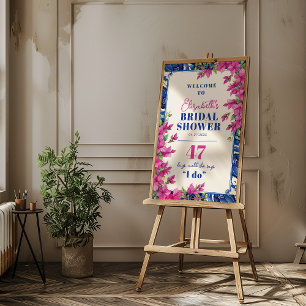 Affiche Réception de mariage Bougainvillée rose Carrelage 