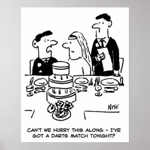 Affiche Réception de mariage Le marié a un match de fléche