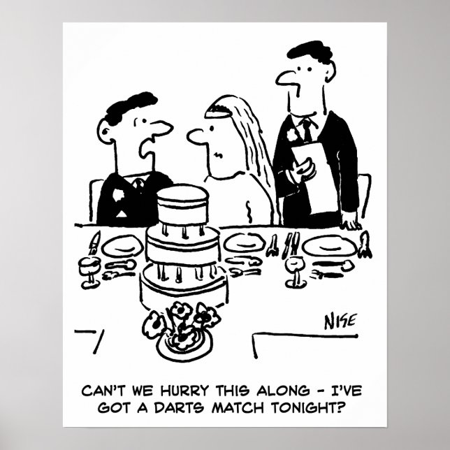 Affiche Réception de mariage Le marié a un match de fléche (Devant)
