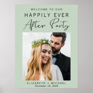 Affiche Réception de mariage moderne vert sauge Bienvenue 