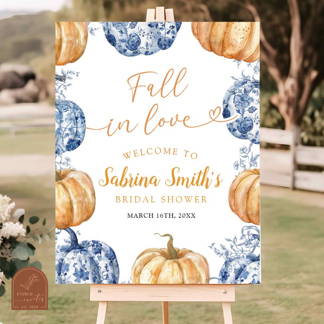 Affiche Réception de mariage Orange Blue Chinoiserie Citro (Créateur téléchargé)
