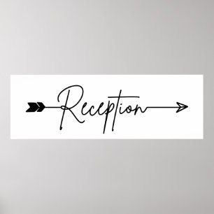 Affiche Reception direction sign, wedding arrow sign right