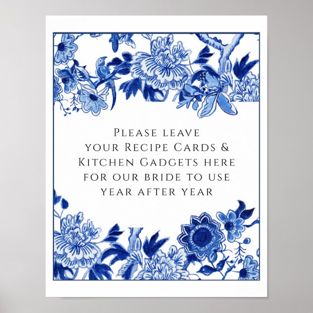 Affiche Recette Bleu Fête des mariées blanche 10x12 Tablea (Devant)