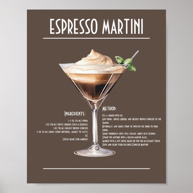 Affiche Recette classique Espresso Martini (Devant)