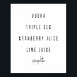 Affiche Recette Cocktail Cosmopolite<br><div class="desc">Recette Cocktail Cosmopolite</div>