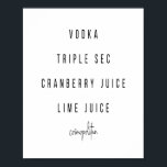 Affiche Recette Cocktail Cosmopolite<br><div class="desc">Recette Cocktail Cosmopolite</div>