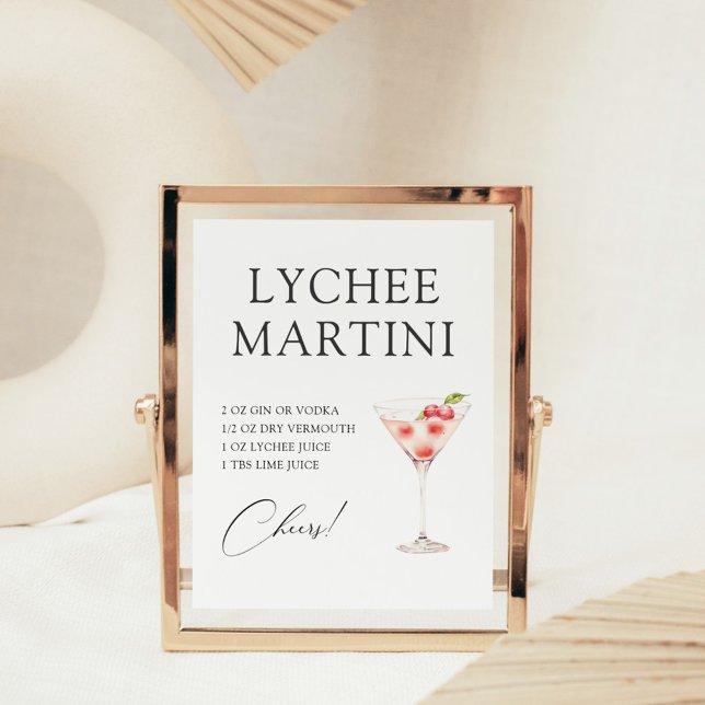 Affiche Recette de bar à cocktail Lychee Martini (Créateur téléchargé)