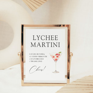Affiche Recette de bar à cocktails Lychee Martini