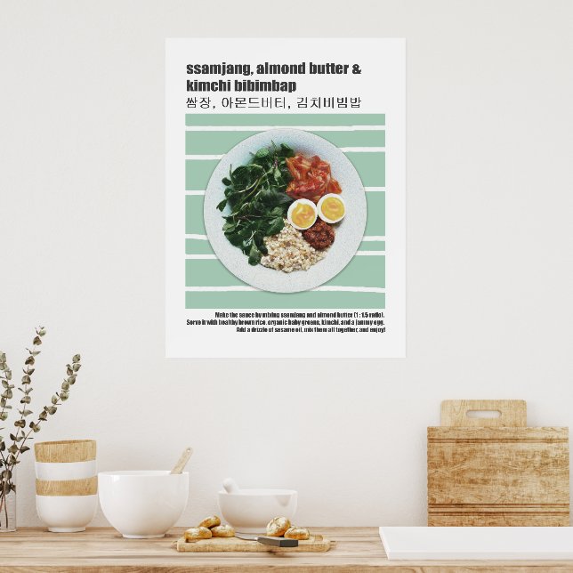 Affiche Recette de Bibimbap coréen Modern Food  (Cuisine)