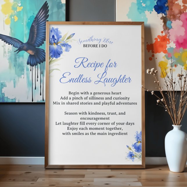 Affiche Recette de Cadeau de Réception de Mariage pour un  (Bridal Shower Gift Recipe for Endless Laughter Poster
)