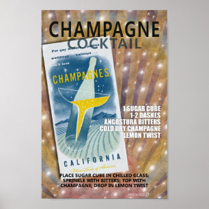 Affiche RECETTE DE COCKTAIL AU CHAMPAGNE MCM vers 2