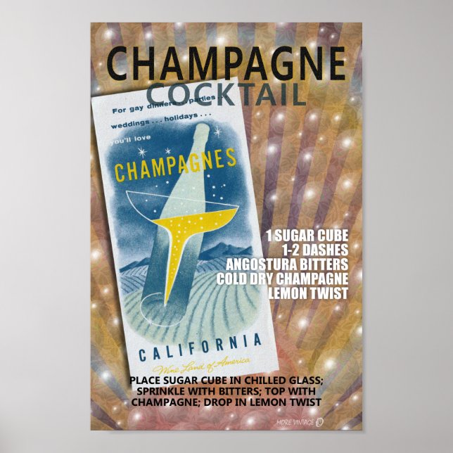 Affiche RECETTE DE COCKTAIL AU CHAMPAGNE MCM vers 2 (Devant)