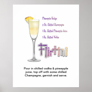 Affiche Recette de cocktail Flirtini Art 16"x20"