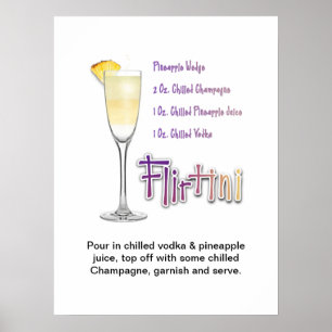Affiche Recette de cocktail Flirtini Art 18"x24"