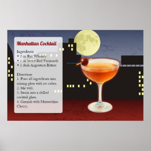 Affiche Recette de cocktail Manhattan