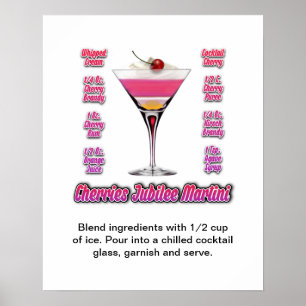 Affiche Recette de cocktail Martini Cherries Jubilee 16"x2