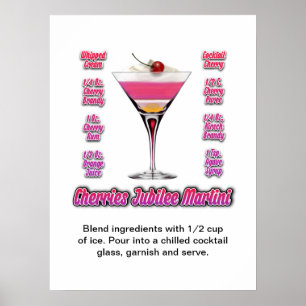 Affiche Recette de cocktail Martini Cherries Jubilee 18"x2