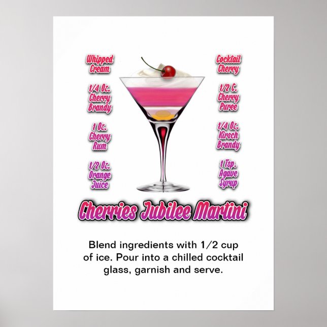 Affiche Recette de cocktail Martini Cherries Jubilee 18"x2 (Devant)
