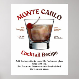 Affiche Recette de cocktail Monte Carlo 16"X20"