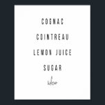 Affiche Recette de cocktail Sidecar<br><div class="desc">Recette de cocktail Sidecar</div>