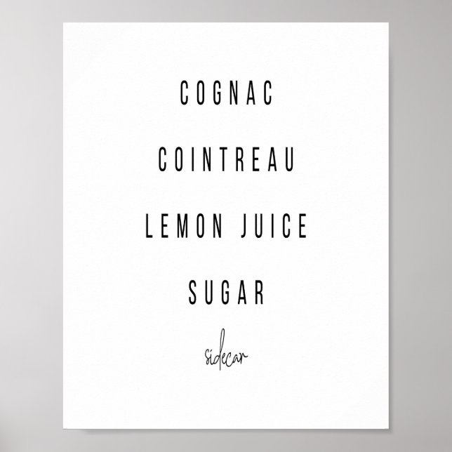 Affiche Recette de cocktail Sidecar (Devant)