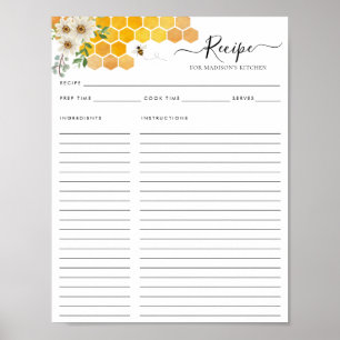 Affiche Recette de cuisine florale de l'abeille Bumblebee