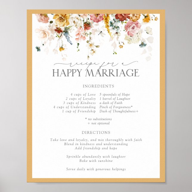 Affiche Recette de Fleur Jaune Sauvage pour un Mariage Heu (Devant)