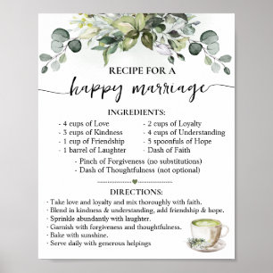 Affiche Recette de mariage heureux Cadeau de mariage Match