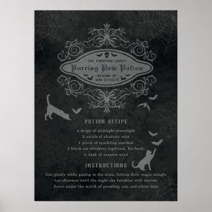 Affiche Recette de potion drôle de chat et de chauves-sour