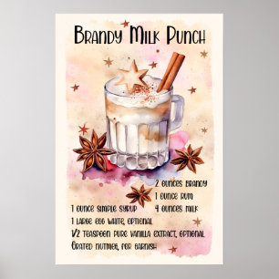 Affiche Recette de punch au lait de brandy pour la fête de