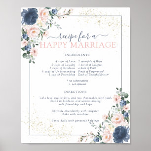 Affiche Recette Dusty Blue Blush Pink pour un mariage heur