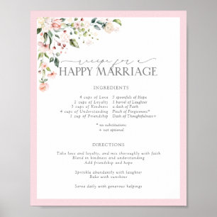 Affiche Recette florale rose élégante pour un mariage heur