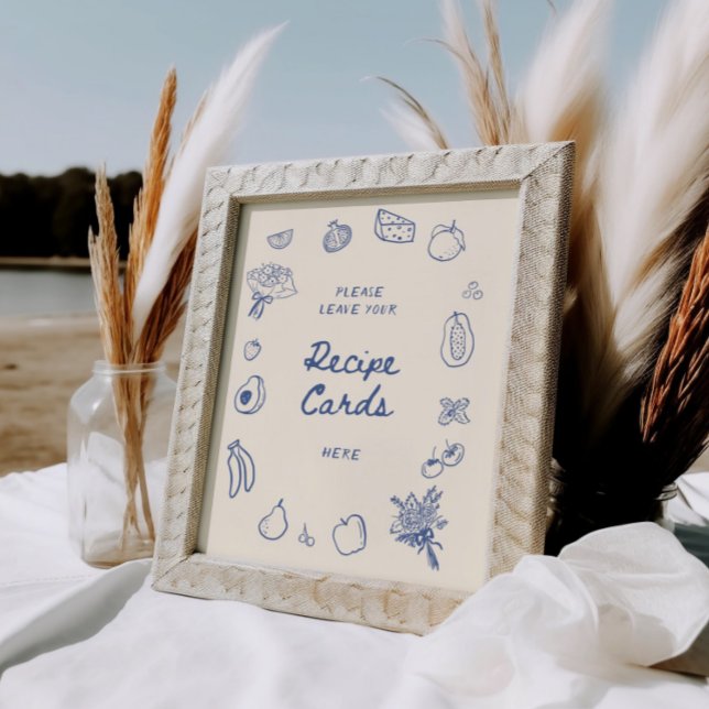 Affiche Recette Hors Du Marché Bleu Main Dessinée Recette (Créateur téléchargé)