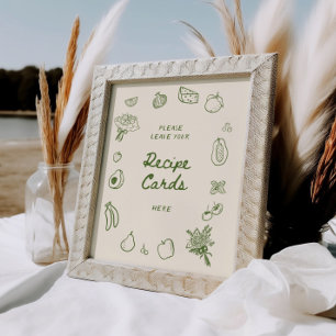 Affiche Recette Hors Du Marché Vert Main Dessinée Recette