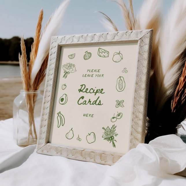 Affiche Recette Hors Du Marché Vert Main Dessinée Recette (Créateur téléchargé)