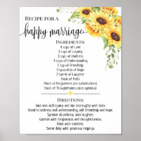 Recette pour le mariage heureux cadeau de douche t