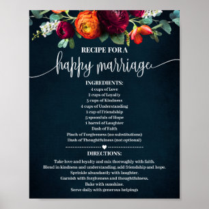 Affiche Recette pour un mariage heureux Mariage cadeau Vin
