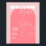 Affiche Recette rose vintage inspirée de Moscou Mule et<br><div class="desc">Recette moscovite vintage inspirée Retro rose et rose foncé</div>