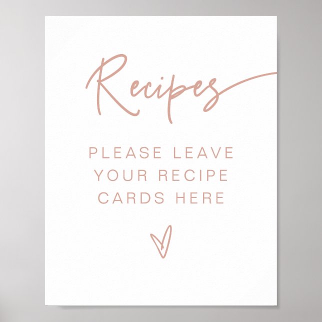 Affiche Recettes de Baby Shower Rose Pâle Boho MARLO  (Devant)