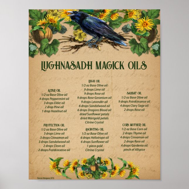 Affiche Recettes LUGHNASADH MAGICK OILS (Devant)